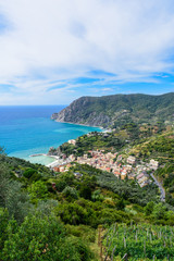 Fototapeta na wymiar Bird's-eye view of Monterosso al mare, Cinque Terre National Park.