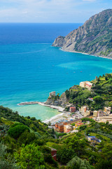 Fototapeta na wymiar Bird's-eye view of Monterosso al mare, Cinque Terre National Park.