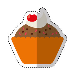 delicious sweet cupcake icon vector illustration design