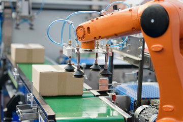 Robotic arm on a production line