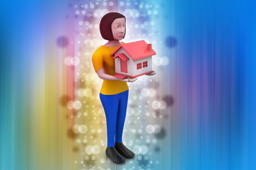 3d women with home