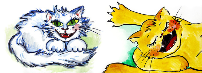 cutte cat wattercolor illustration