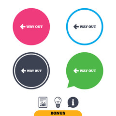 Way out left sign icon. Arrow symbol.