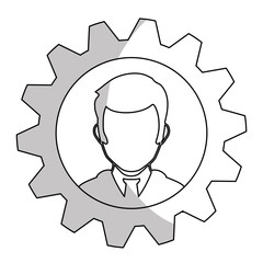 Fototapeta premium person and gear icon over white background. vector illustration