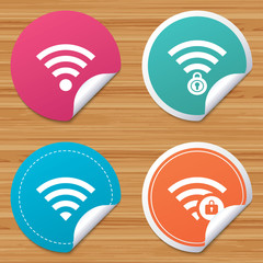 Wifi Wireless Network icons. Wi-fi zone locked.