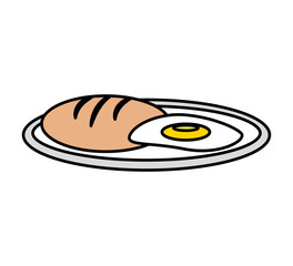 delicious bread with egg fried isolated icon vector illustration design