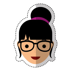young woman avatar character vector illustration design