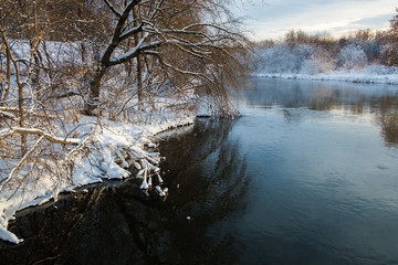 winter sunset on the river