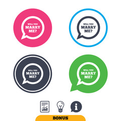 Fototapeta premium Marry me speech bubble sign icon. Engagement symbol.