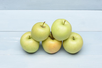 Set of pyramid green apples