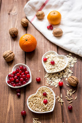 concept healthy for heart food on wooden background