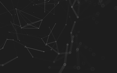 Abstract polygonal space low poly dark background, 3d rendering