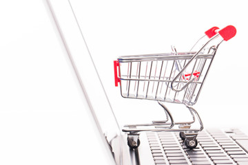 Shopping cart on laptop