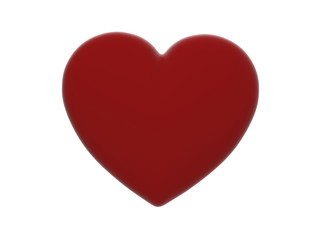 3D illustration red leather heart on a white background