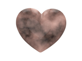 3D illustration pink stone rock marble heart on a white background