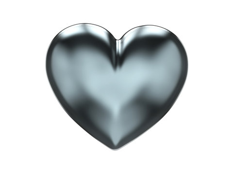 3D illustration blue metal heart on a white background