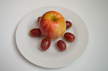 Apple and grapes