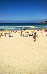 Fototapeta na wymiar Bondi Beach beachgoers enjoying day.