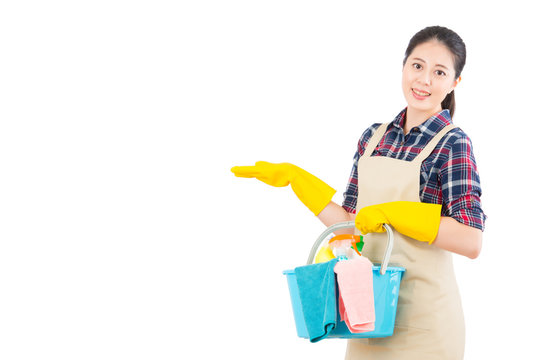cleaning service with presenting gesture
