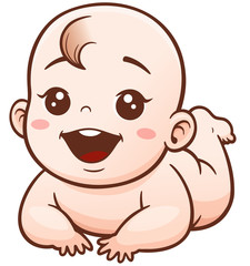 Vector Illustration of Cartoon Cute Baby