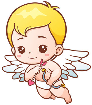 Vector illustration of Cute Cupid with arrows and onion