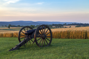 Artillery in front of wheat field at Antietam National Battlefie