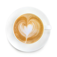 Top view latte art coffee