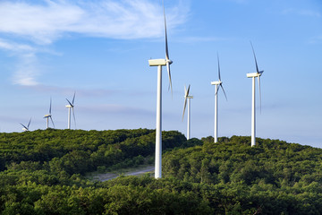 Wind turbines on top of a hill in West Virginia