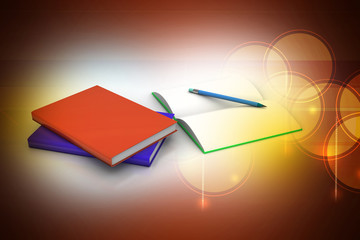 Books and pencil, education concept