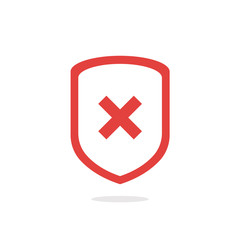 Shield with x mark outline transparent icon