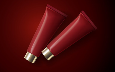 red cosmetic tubes