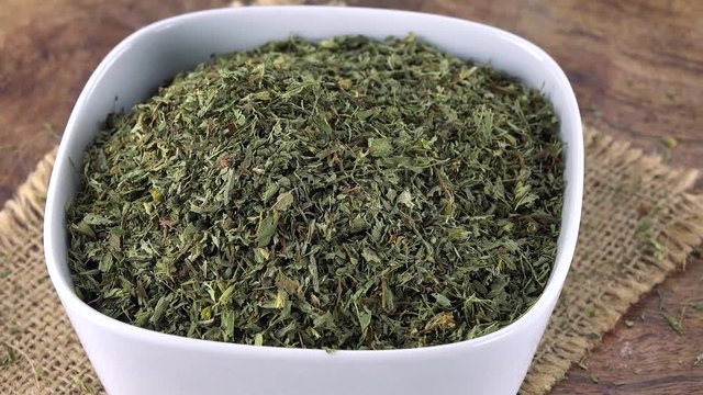 Rotating dried Stevia leaves (seamless loopable; 4k)