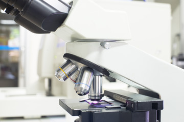 Laboratory Microscope. Scientific research background.