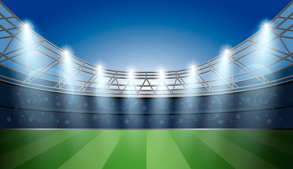 Fototapeta na wymiar Soccer Stadium with spot light. Football Arena. Vector illustration. 