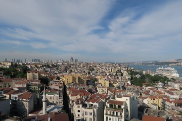 Fototapeta na wymiar City Skyline of Istanbul at Beyoglu-Galata District and the Bosporus