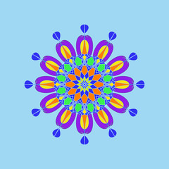 Ornamental round floral pattern. Colorful ornament with vintage