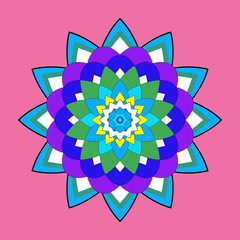 Ornamental round floral pattern. Colorful ornament with vintage