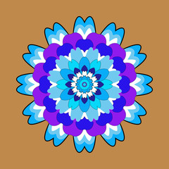 Ornamental round floral pattern. Colorful ornament with vintage