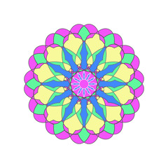 Ornamental round floral pattern. Colorful ornament with vintage