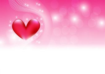 Red heart and abstract pink background vector illustration beautiful design