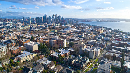Seattle, Wa USA Cityscape Aerial Panoramic View