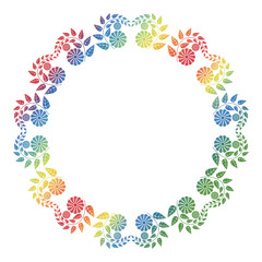 Beautiful round floral frame with gradient fill. 