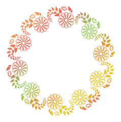 Beautiful round floral frame with gradient fill. Raster clip art.