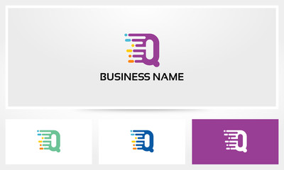 Fototapeta premium Letter Q Digital Data Logo