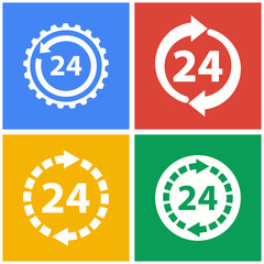 24 hour service icon set.