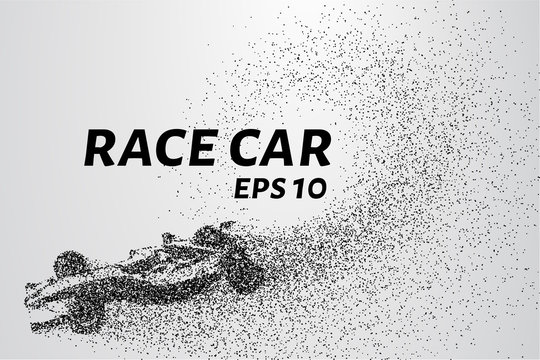 Racing car of the particles. Car racing consists of dots and circles. Vector illustration