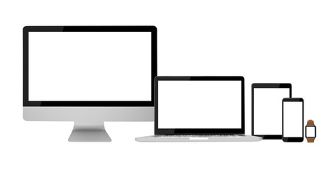 Blank devices - Computer desktop, laptop, tablet, smartphone and smartwatch 