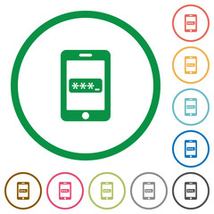 Mobile access flat icons with outlines