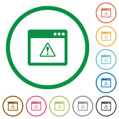 Application warning flat icons with outlines