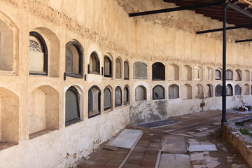 old cemetery with many niches
